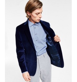 Men's Slim-Fit Solid Velvet Blazer Blue $26.40 Blazers