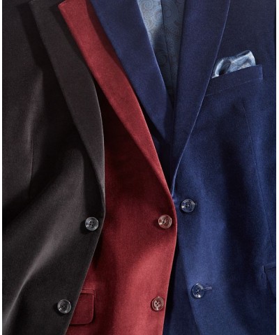 Men's Slim-Fit Solid Velvet Blazer Blue $26.40 Blazers