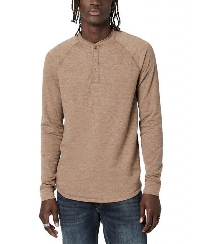 Men's Kariver Henley Long Sleeves T-shirt Brown $16.52 T-Shirts