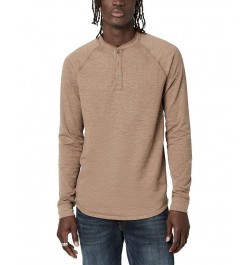 Men's Kariver Henley Long Sleeves T-shirt Brown $16.52 T-Shirts