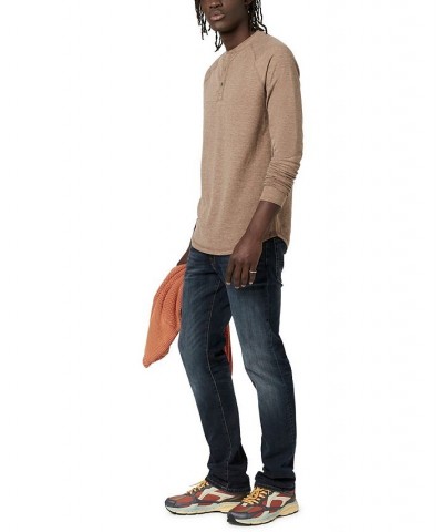 Men's Kariver Henley Long Sleeves T-shirt Brown $16.52 T-Shirts