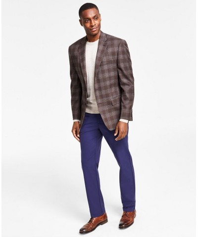 Men's Classic-Fit Ultraflex Stretch Pattern Sport Coats Brown $46.08 Blazers