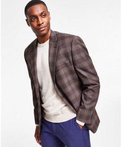 Men's Classic-Fit Ultraflex Stretch Pattern Sport Coats Brown $46.08 Blazers