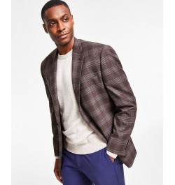 Men's Classic-Fit Ultraflex Stretch Pattern Sport Coats Brown $46.08 Blazers