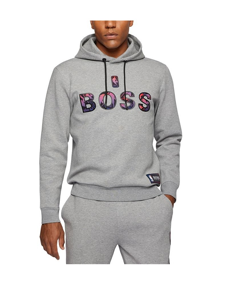 BOSS Men's NBA Cotton-Blend Hoodie Gray $80.84 Sweatshirt