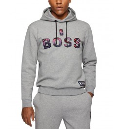 BOSS Men's NBA Cotton-Blend Hoodie Gray $80.84 Sweatshirt