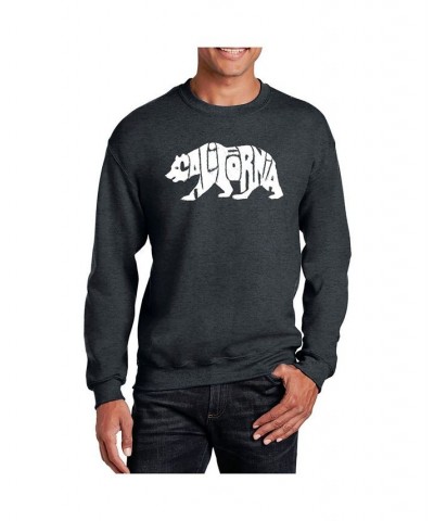 Men's Word Art California Bear Crewneck Sweatshirt Gray $23.00 Sweatshirt