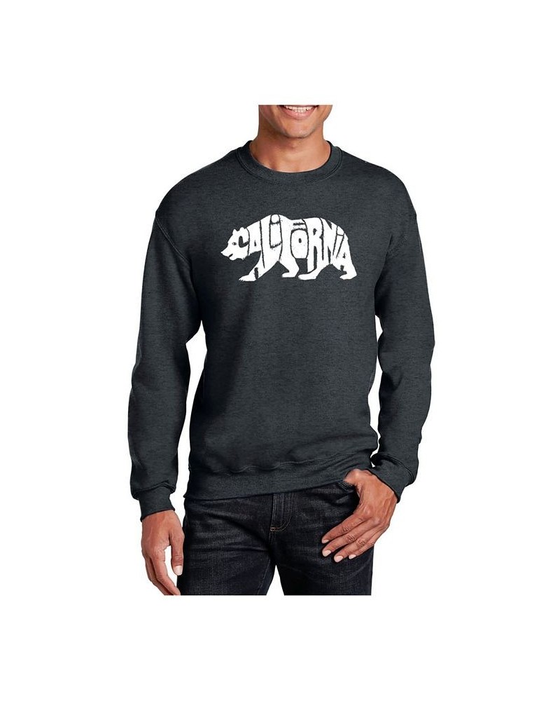 Men's Word Art California Bear Crewneck Sweatshirt Gray $23.00 Sweatshirt