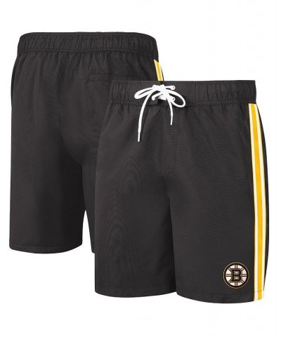 Men's Black Boston Bruins Sand Beach Swim Shorts $25.85 Swimsuits