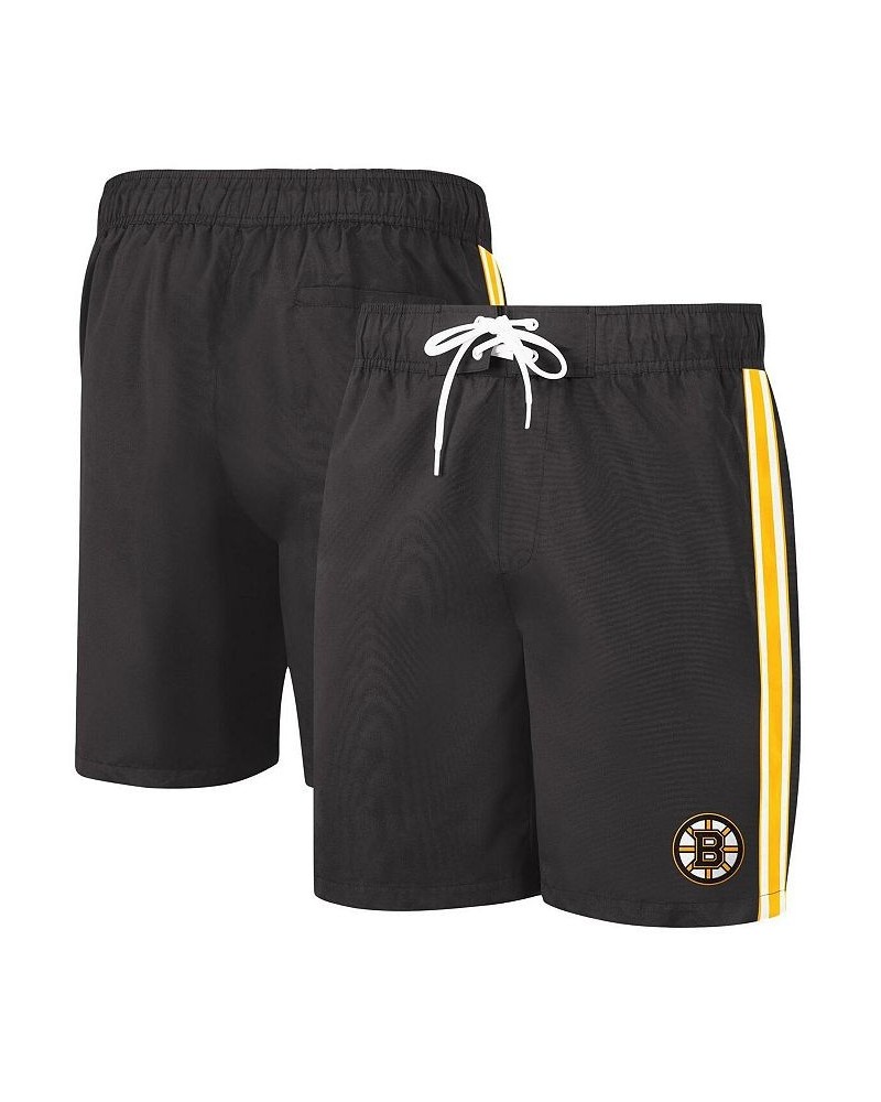 Men's Black Boston Bruins Sand Beach Swim Shorts $25.85 Swimsuits