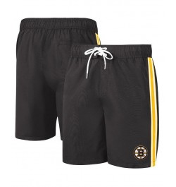 Men's Black Boston Bruins Sand Beach Swim Shorts $25.85 Swimsuits