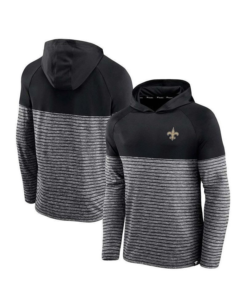 Men's Black New Orleans Saints Line Up Shadow Stripe Long Sleeve Hoodie T-shirt $25.50 T-Shirts