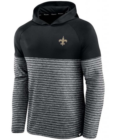 Men's Black New Orleans Saints Line Up Shadow Stripe Long Sleeve Hoodie T-shirt $25.50 T-Shirts