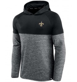 Men's Black New Orleans Saints Line Up Shadow Stripe Long Sleeve Hoodie T-shirt $25.50 T-Shirts