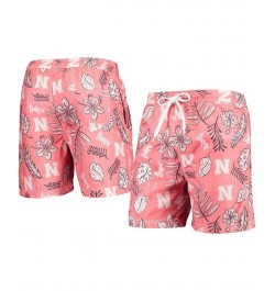 Men's Scarlet Nebraska Huskers Vintage-Like Floral Swim Trunks $33.60 Swimsuits