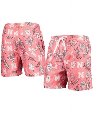 Men's Scarlet Nebraska Huskers Vintage-Like Floral Swim Trunks $33.60 Swimsuits