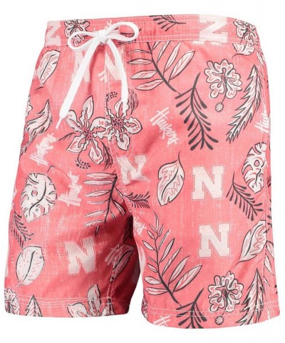 Men's Scarlet Nebraska Huskers Vintage-Like Floral Swim Trunks $33.60 Swimsuits