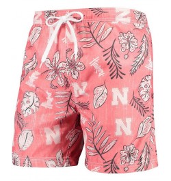 Men's Scarlet Nebraska Huskers Vintage-Like Floral Swim Trunks $33.60 Swimsuits