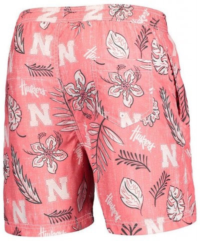 Men's Scarlet Nebraska Huskers Vintage-Like Floral Swim Trunks $33.60 Swimsuits