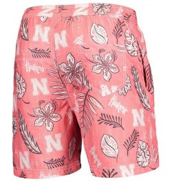 Men's Scarlet Nebraska Huskers Vintage-Like Floral Swim Trunks $33.60 Swimsuits