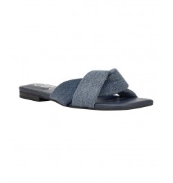 Women's Marita Casual Slip-on Flat Sandals Blue $38.27 Shoes