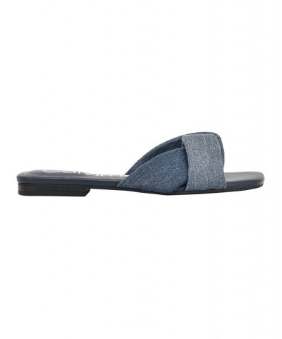 Women's Marita Casual Slip-on Flat Sandals Blue $38.27 Shoes