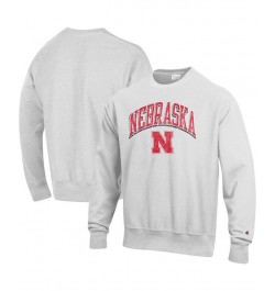 Men's Gray Nebraska Huskers Arch Over Logo Reverse Weave Pullover Sweatshirt $35.70 Sweatshirt