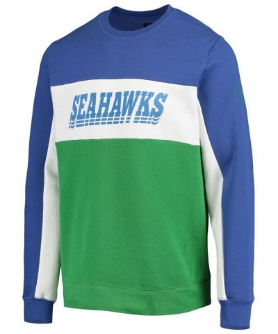 Men's College Navy, Neon Green Seattle Seahawks Color Block Pullover Sweatshirt $35.25 Sweatshirt