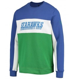 Men's College Navy, Neon Green Seattle Seahawks Color Block Pullover Sweatshirt $35.25 Sweatshirt