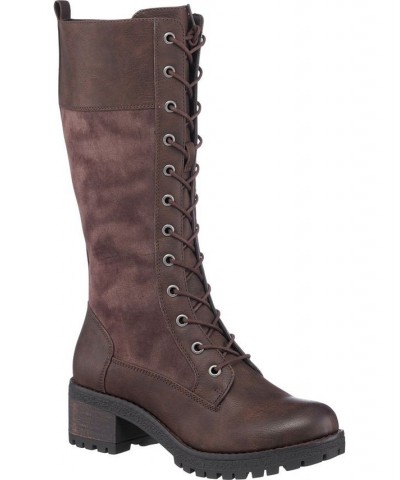 Women's Rook Combat Boots Brown $40.30 Shoes