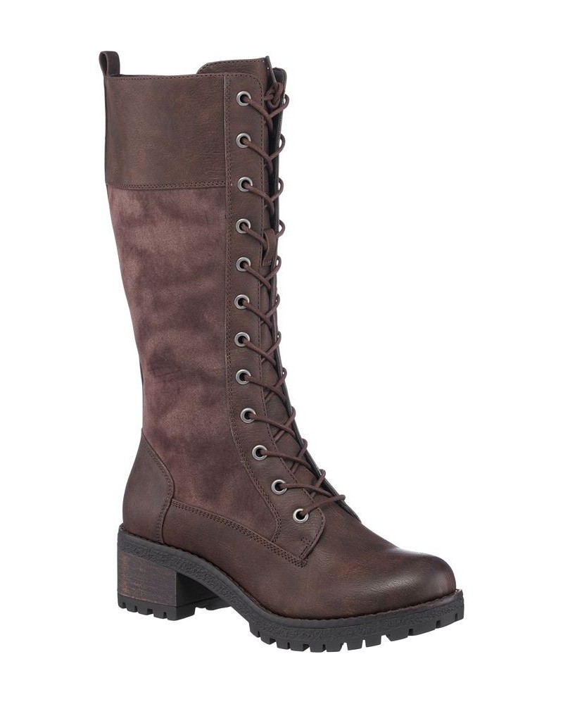 Women's Rook Combat Boots Brown $40.30 Shoes