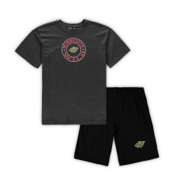 Men's Black, Heathered Charcoal Minnesota Wild Big and Tall T-shirt and Shorts Sleep Set $24.80 Pajama