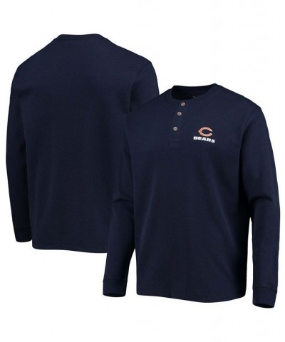 Men's Navy Chicago Bears Logo Maverick Thermal Henley Long Sleeve T-shirt $24.99 T-Shirts