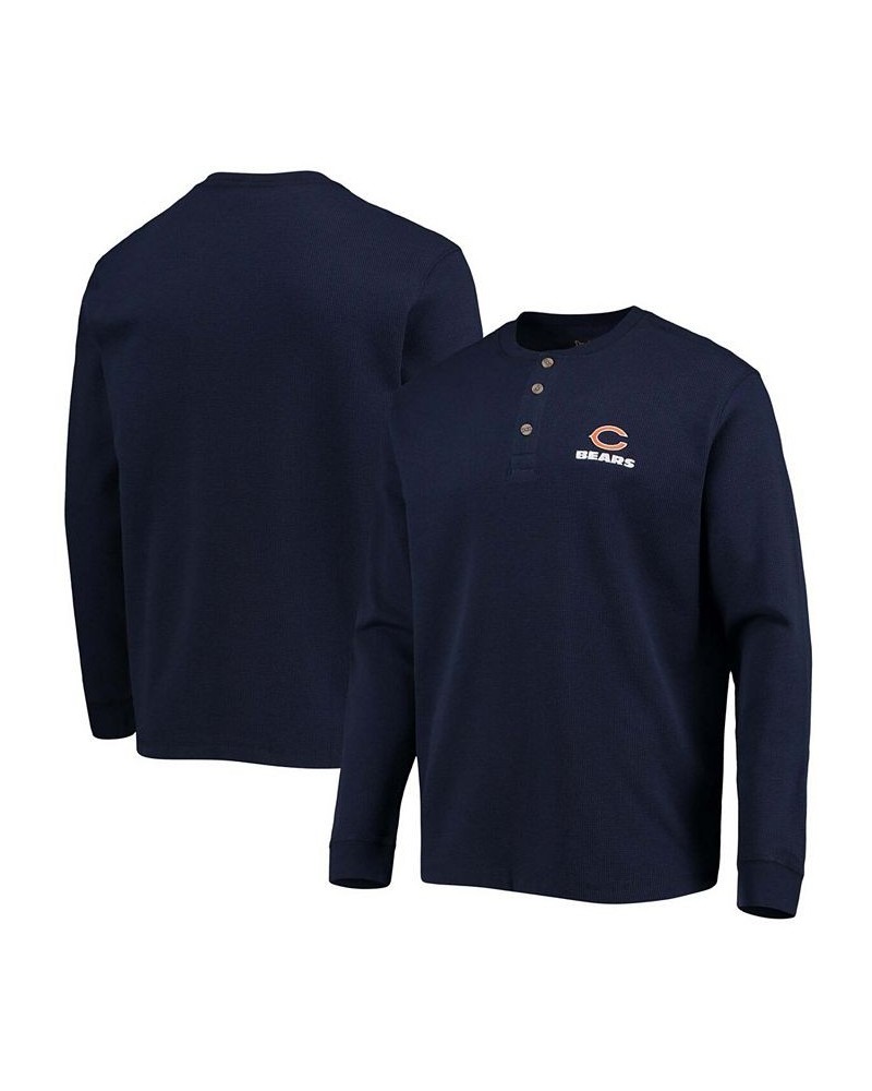 Men's Navy Chicago Bears Logo Maverick Thermal Henley Long Sleeve T-shirt $24.99 T-Shirts