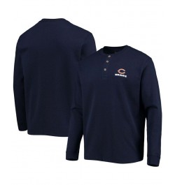 Men's Navy Chicago Bears Logo Maverick Thermal Henley Long Sleeve T-shirt $24.99 T-Shirts