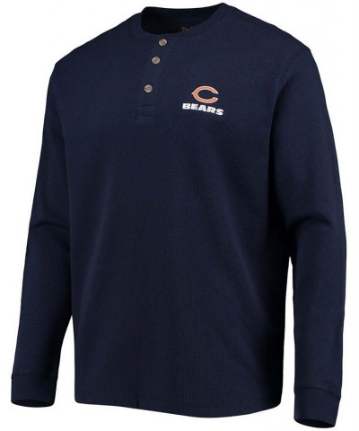 Men's Navy Chicago Bears Logo Maverick Thermal Henley Long Sleeve T-shirt $24.99 T-Shirts