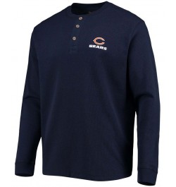 Men's Navy Chicago Bears Logo Maverick Thermal Henley Long Sleeve T-shirt $24.99 T-Shirts