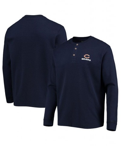 Men's Navy Chicago Bears Logo Maverick Thermal Henley Long Sleeve T-shirt $24.99 T-Shirts