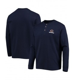 Men's Navy Chicago Bears Logo Maverick Thermal Henley Long Sleeve T-shirt $24.99 T-Shirts