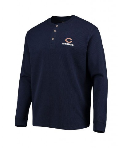 Men's Navy Chicago Bears Logo Maverick Thermal Henley Long Sleeve T-shirt $24.99 T-Shirts