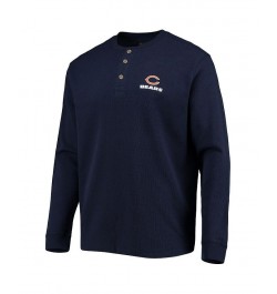 Men's Navy Chicago Bears Logo Maverick Thermal Henley Long Sleeve T-shirt $24.99 T-Shirts