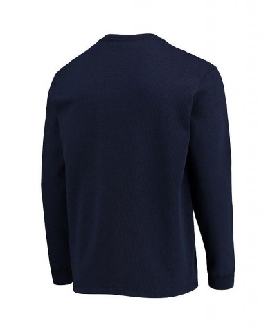 Men's Navy Chicago Bears Logo Maverick Thermal Henley Long Sleeve T-shirt $24.99 T-Shirts