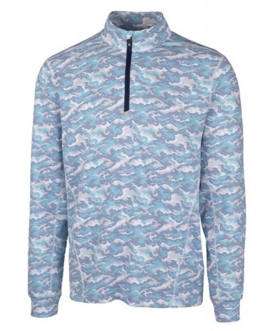 Men's Traverse Camo Print Half Zip T-Shirt Blue $50.40 T-Shirts