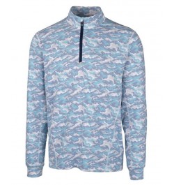 Men's Traverse Camo Print Half Zip T-Shirt Blue $50.40 T-Shirts