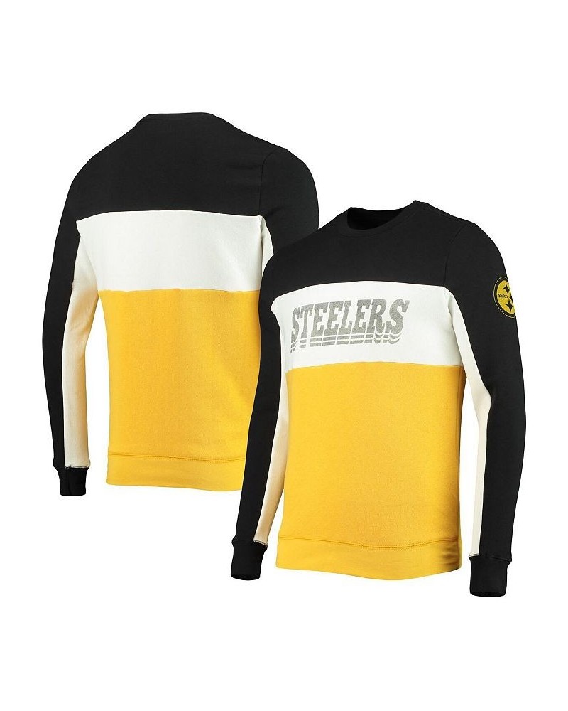 Men's Black and Gold Pittsburgh Steelers Color Block Pullover Sweatshirt $35.25 Sweatshirt