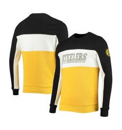 Men's Black and Gold Pittsburgh Steelers Color Block Pullover Sweatshirt $35.25 Sweatshirt