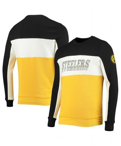 Men's Black and Gold Pittsburgh Steelers Color Block Pullover Sweatshirt $35.25 Sweatshirt