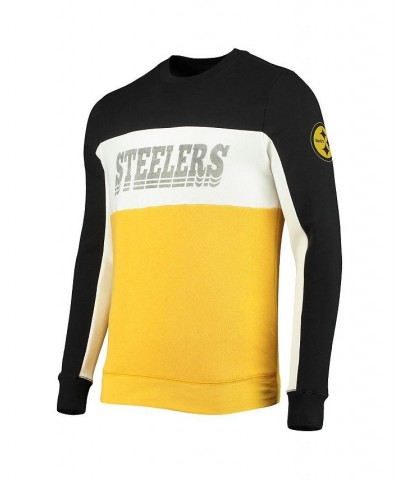 Men's Black and Gold Pittsburgh Steelers Color Block Pullover Sweatshirt $35.25 Sweatshirt