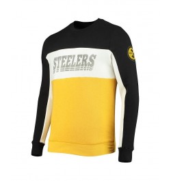 Men's Black and Gold Pittsburgh Steelers Color Block Pullover Sweatshirt $35.25 Sweatshirt