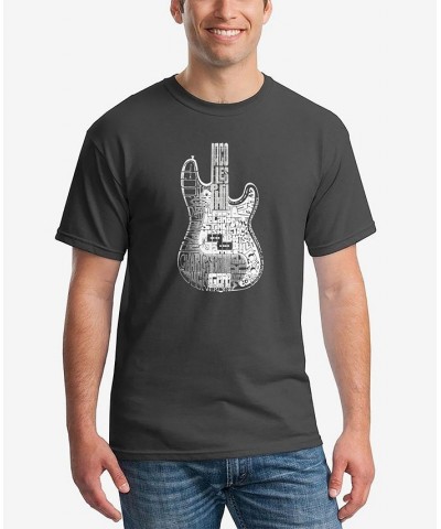 Men's Word Art Bass Guitar T-shirt Gray $16.45 T-Shirts